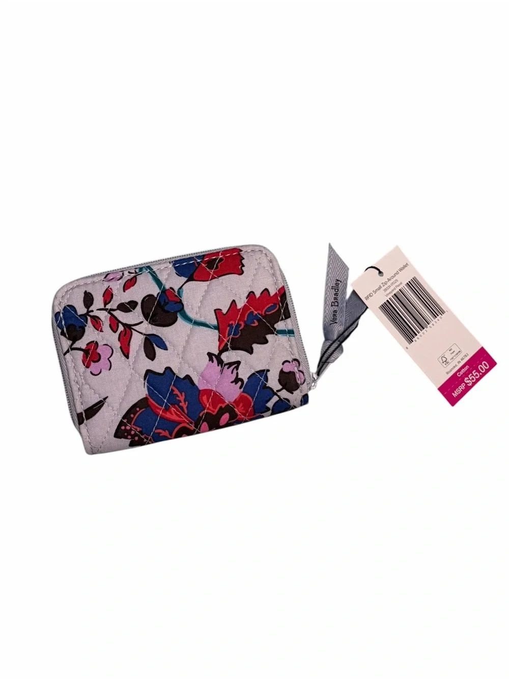 Vera Bradley Vineyard Floral Quilted Small Zip Around RFID Wallet